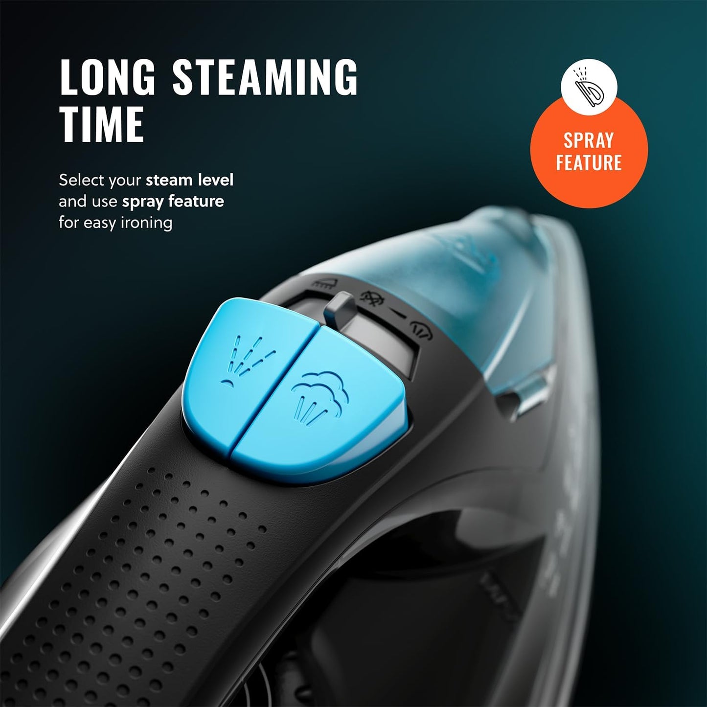 PurSteam Professional Steam Iron - 1250W Power with Burst of Steam & Spray | Non-Stick Soleplate, Easy Control