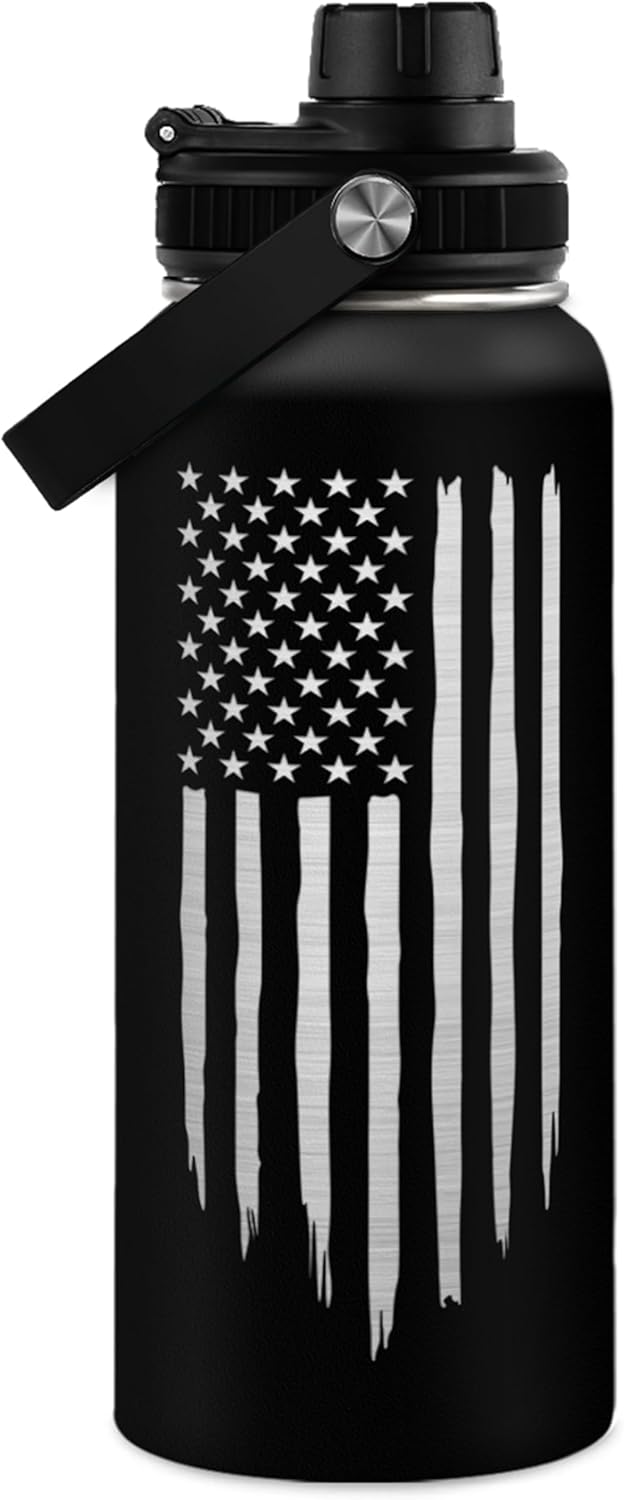 SA Water Bottles American Flag 32oz Stainless Steel Insulated Water Bottle - Ideal Gift for Men