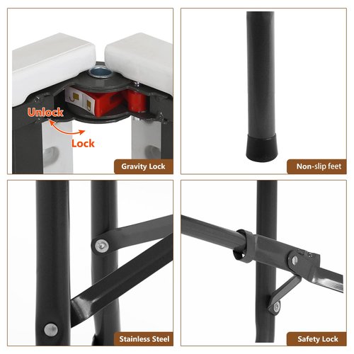 FDW Folding Half Portable Foldable Table for Parties Backyard Events (White, 6 FT 70 * 29) (White, 8 FT)