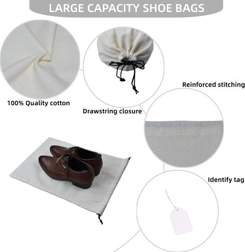 GONGKANGYUAN Shoe Bags for Travel - Flannel Single Pouch with Drawstring | 2 Pack for Men & Women