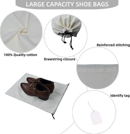 GONGKANGYUAN Shoe Bags for Travel - Flannel Single Pouch with Drawstring | 2 Pack for Men & Women