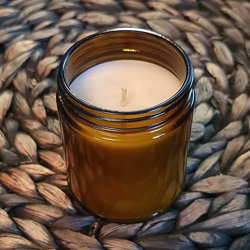 Coconut Beeswax Candle 9oz Amber, Non-Toxic Clean Burn – Scented Christmas Spirit