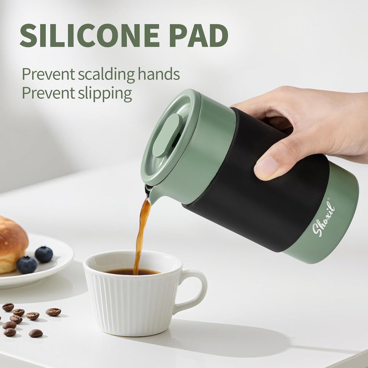 Skiennix French Press - 350ml Stainless Steel Coffee Maker | Portable 2-Cup Cafetiere for Ground Coffee