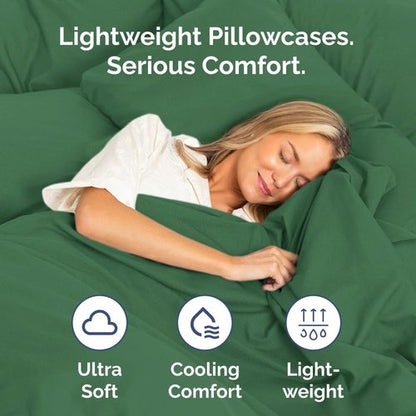 King Pillow Cases by [Brand Name] - Ultra Soft Hotel Quality Covers | Wrinkle-Free & Fade Resistant - Emerald Green, Set of 2