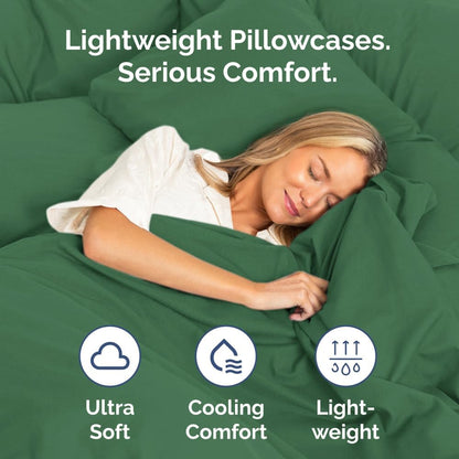 Skiennix Queen Pillow Cases Set of 4 - Ultra Soft Hotel Quality Covers - Wrinkle Free & Fade Resistant - Emerald Green