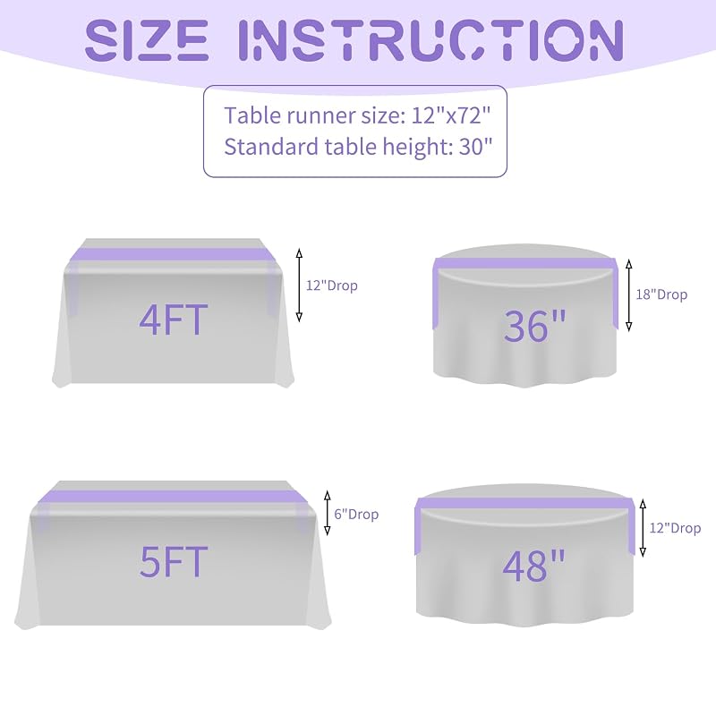 Lavender 20 Pack Satin Table Runner 12 x 72 Inches - Premium Polyester Wrinkle-Free Linens (Variation: Lavender+20 Pack 30 x 183 cm)