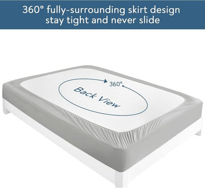 Magik & Kover Twin Mattress Protector - Waterproof Fitted Cover 2 Pack | Machine Washable, Grey