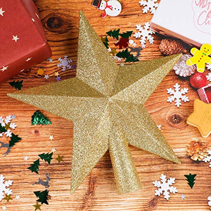 Glittered Christmas Star Tree Topper - 4 Inch Gold Shatterproof Ornament