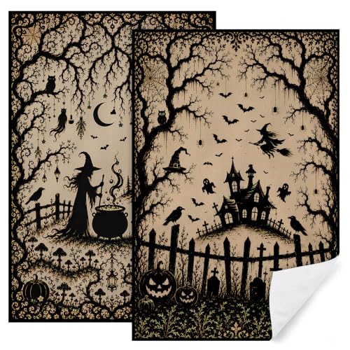 Halloween Kitchen Towels 2 Pack with Hanging Loop - Decorative & Absorbent