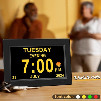 8inch Extra Large Impaired Vision Digital Alarm Clock with Day and Time for Elderly Calendar Clock Auto Dimmable Clock