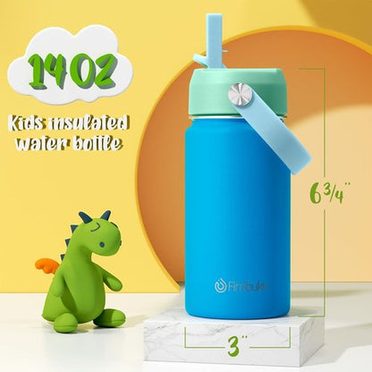 Fimibuke Kids Insulated Water Bottle - 14oz BPA-Free Double Wall Stainless Steel Tumbler | Leak-Proof Design (2 Pack, Ocean Life)