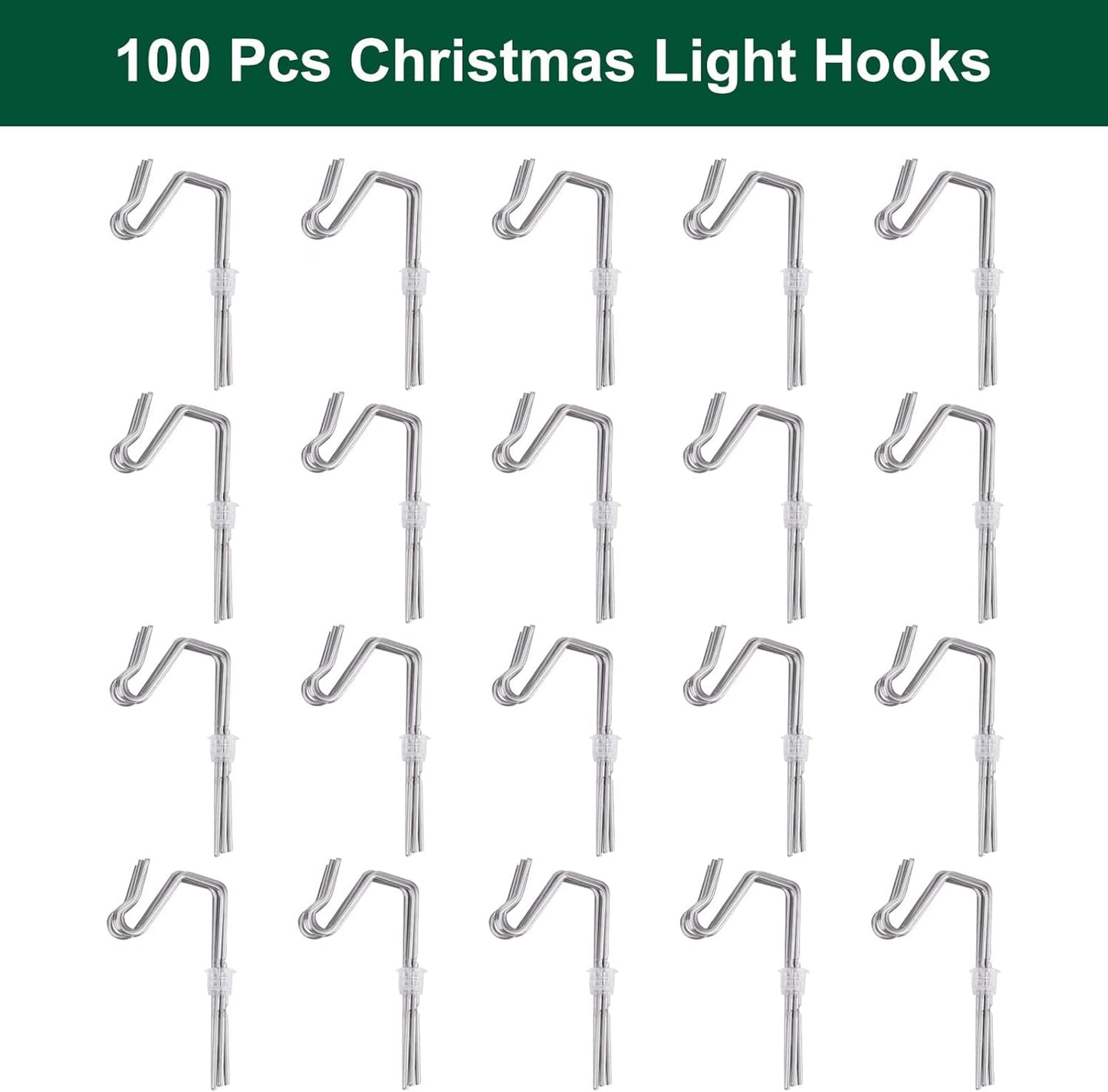 Skiennix 100-Count Metal Gutter Hooks - Durable Outdoor Christmas Light Hangers for Easy Installation