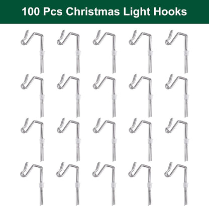 Skiennix 100-Count Metal Gutter Hooks - Durable Outdoor Christmas Light Hangers for Easy Installation