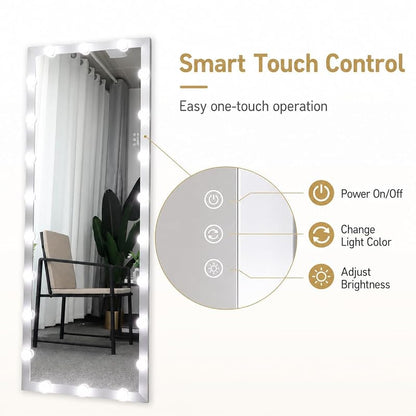 Full Length Mirror with Lights - 63 x 24 Inch, 3 Color Modes, Silver Variation