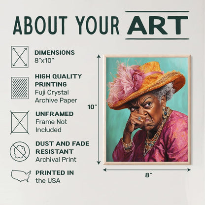 Black Woman Bathroom Art | Humorous African American Decor - Trendy Wall Art for Restrooms