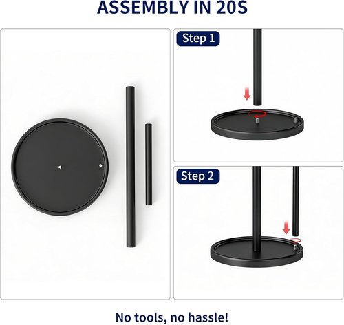 Jesginboo Paper Towel Holder - Stylish Black Countertop Design with Weighted Base for Stability