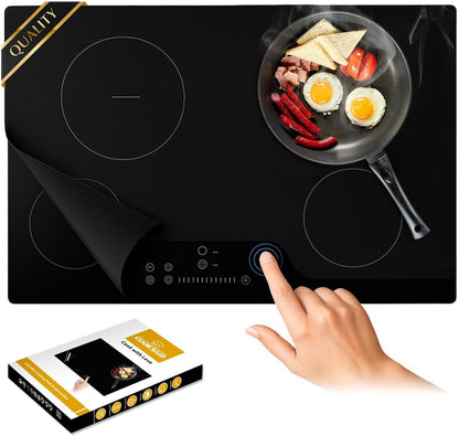 Skiennix Induction Cooktop Protector Mat - Extra Large 21.2x35.4 In | Heat-Resistant to 230°C | Non-Slip & Scratch-Resistant | Semitransparent Black