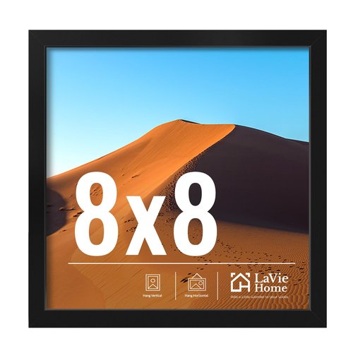 LaVie Home 8x8 Picture Frame for Wall Display, 8x8 Black Photo Frame with HD Plexiglas,8 x 8 Square Picture Frame 1 Pack, Display Frame for Vertical or Horizontal, Classic Collection