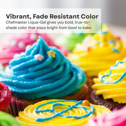 Chefmaster Neon Green Liqua-Gel® Food Coloring - Vibrant, Professional-Grade Dye for Icing & Fondant | 2.3 oz