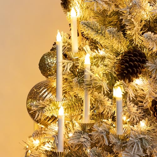 10pcs White LED Candles with Timer & Remote Control for Christmas Tree Wreath Table Decor - 8.2 Inch