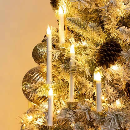 10pcs White LED Candles with Timer & Remote Control for Christmas Tree Wreath Table Decor - 8.2 Inch