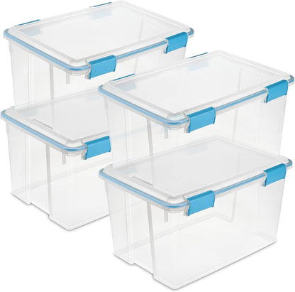 Sterilite 54 Quart Gasket Box - Stackable Clear Plastic Storage Bins with Lids for Home Organization