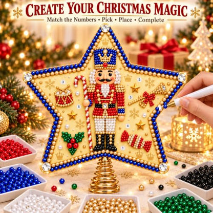 Christmas Tree Topper Kit Pearl Diamond Art Star Nutcracker 7.87in - Nutcracker Variation