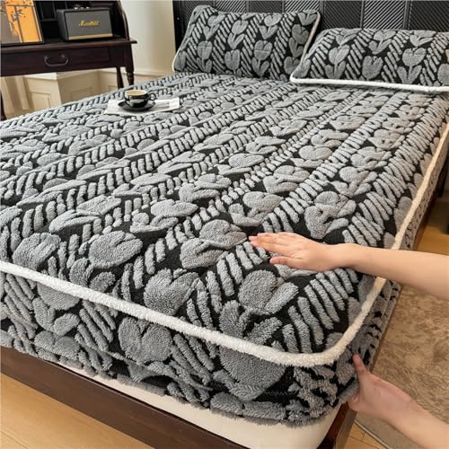 Velvet Fitted Sheet with Deep Pocket - Super Soft Warm Bed Cover for All Mattresses