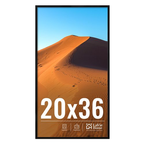 LaVie Home 20x36 Picture Frame for Wall Display, 20x36 Black Picture Frame with HD Plexiglas, 20 x 36 Poster Frame 1 Pack, Display Frame for Vertical or Horizontal, Classic Collection
