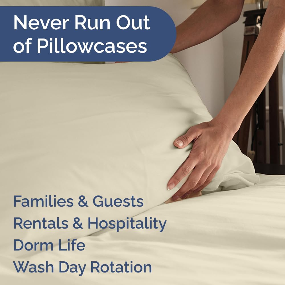 Queen Pillow Cases by Hotel Luxe - Ultra Soft, Wrinkle-Free & Fade Resistant - 10-Piece Set in Cream