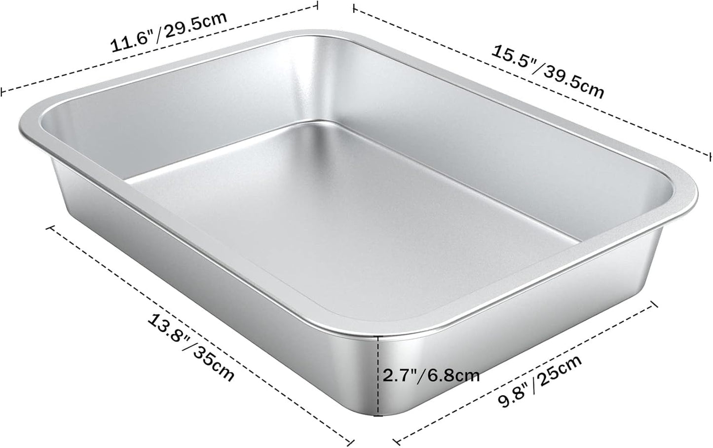 Onlyfire Stainless Steel Baking Pan - Versatile Rectangular Cookie Sheet for Baking & Grilling | 15.5” x 11.6” x 2.7”