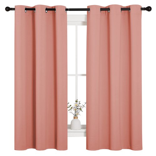 NICETOWN Grommet Blackout Curtains Room Darkening Draperies/Panels, Light Blocking Curtains for Bedroom Nursery Kitchen (Coral, 2 Panels, W42 x L63 inches)