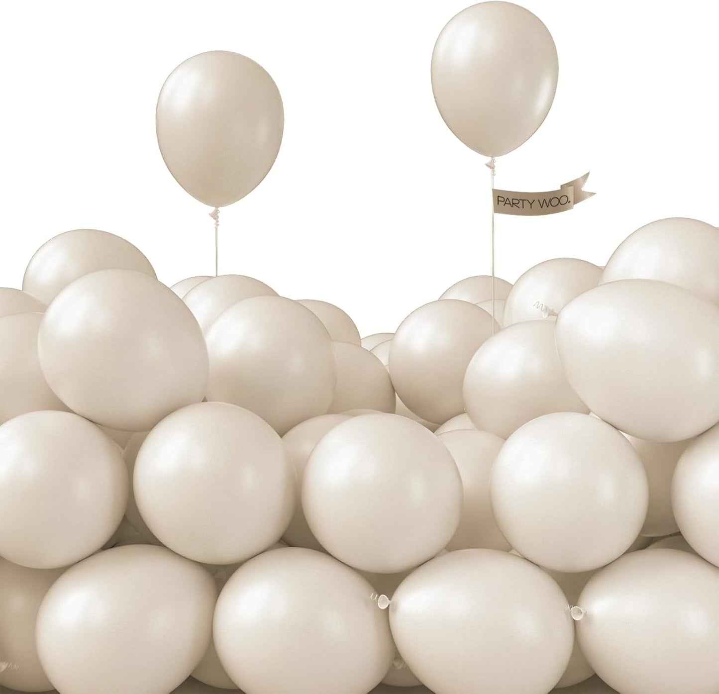 PartyWoo White Sand Balloons - 50 Pcs 5-Inch Mini Beige & Cream Latex Balloons for Weddings & Events