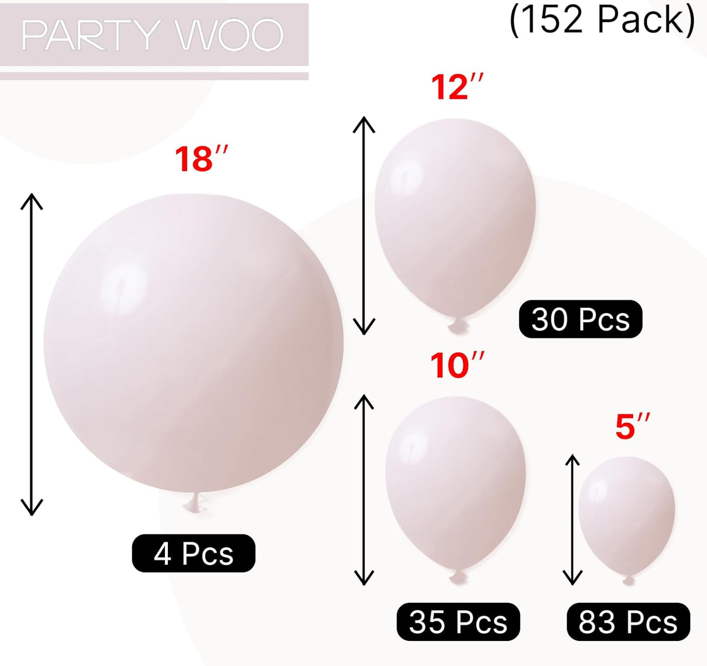 PartyWoo Beige Balloon Arch Kit - 152pcs in Various Sizes for Weddings, Graduations & Baby Showers