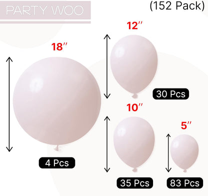 PartyWoo Beige Balloon Arch Kit - 152pcs in Various Sizes for Weddings, Graduations & Baby Showers