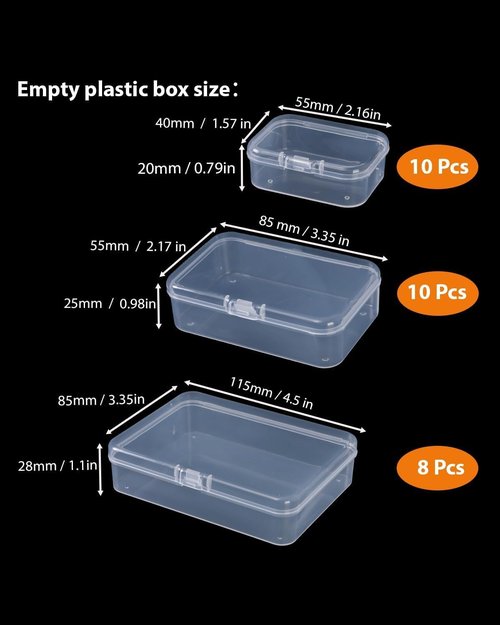 LJY 28-Piece Plastic Storage Container Set - Clear Rectangular Bins with Lids for Beads & Jewelry