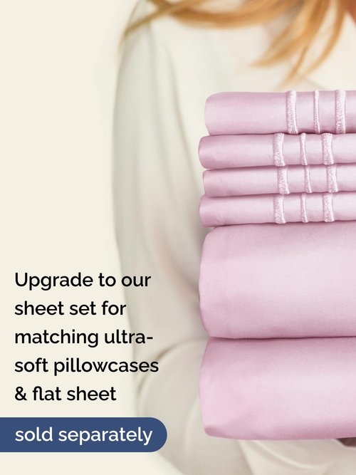 Extra Deep Twin Fitted Sheet - Hotel Luxury Single Fitted Sheet Only - Easily Fits 18 inch to 24 inch Mattress - Ultra Soft, Wrinkle & Fade Free w/Extra Deep Pockets - Breathable & Comfy - Light Pink