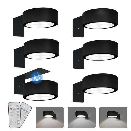 6-Pack Battery Operated Picture Light Magnetic Painting Light with 3 Lighting Modes,Remote and Dimmable Timer Art Display Light for Picture Artworking Frame Portrait,Wireless Wall Decor Puck Lights