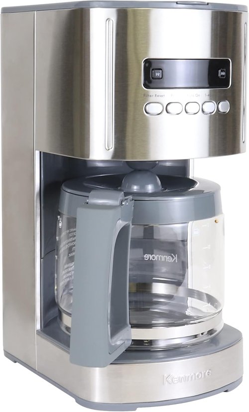 Koolatron Kenmore Elite 12-Cup Drip Coffee Maker - Programmable, Auto Shut-Off, Glass Pot, Reusable Filter
