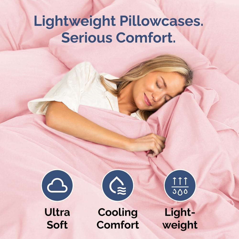 Queen Pillow Cases by [Brand Name] - Ultra Soft Hotel Quality Covers | Wrinkle-Free, Stain-Resistant - 2 Piece Set in Baby Pink