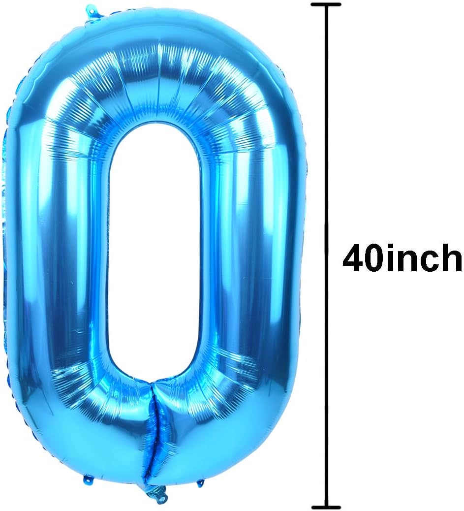 TONIFUL 40-Inch Blue Foil Mylar Number Balloon | Large 0-9 for Graduation, Weddings & Parties