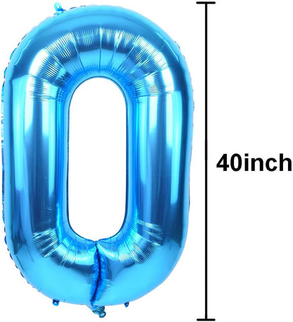 TONIFUL 40-Inch Blue Foil Mylar Number Balloon | Large 0-9 for Graduation, Weddings & Parties