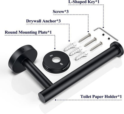 Kitsure Toilet Paper Holder - Sturdy Matte Black Wall-Mounted Holder for Mega Rolls | Premium 304 Stainless Steel