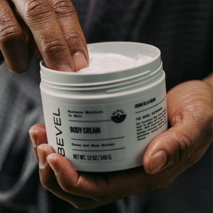 Bevel Body Cream - Luxury Men's Lotion for Dry Skin | Hypoallergenic & Dermatologist Tested, 12 oz