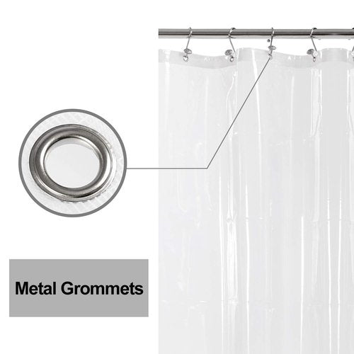Barossa Design Shower Curtain Liner with 6 Magnets - Clear Plastic Shower Curtain Liner, See Through Vinyl Bath Curtain with Metal Grommets for Bathroom - Clear, 70x72