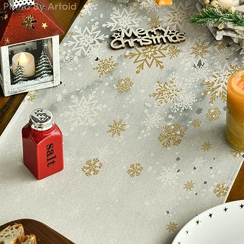Deer Tree Christmas Table Runner - 13x72 Inch Green Holiday Decor