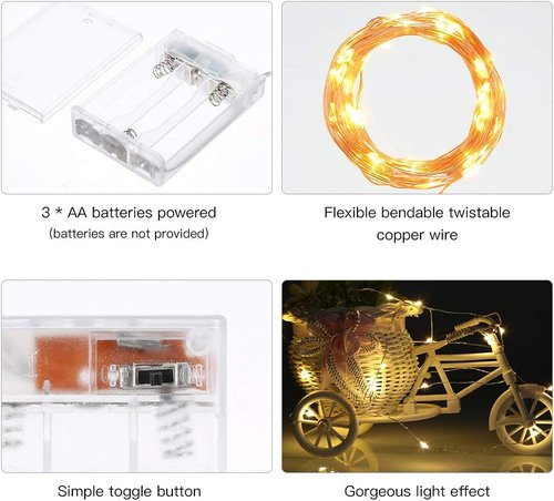Ariceleo LED String Lights - 16.4ft Battery & 65.6ft USB with 8 Lighting Modes