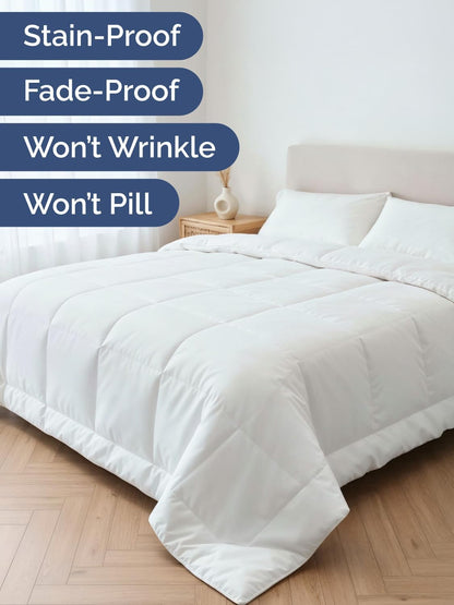 Skiennix Queen Size White Alternative Down Comforter - Warm, Lightweight & Breathable All-Season Bedding Set