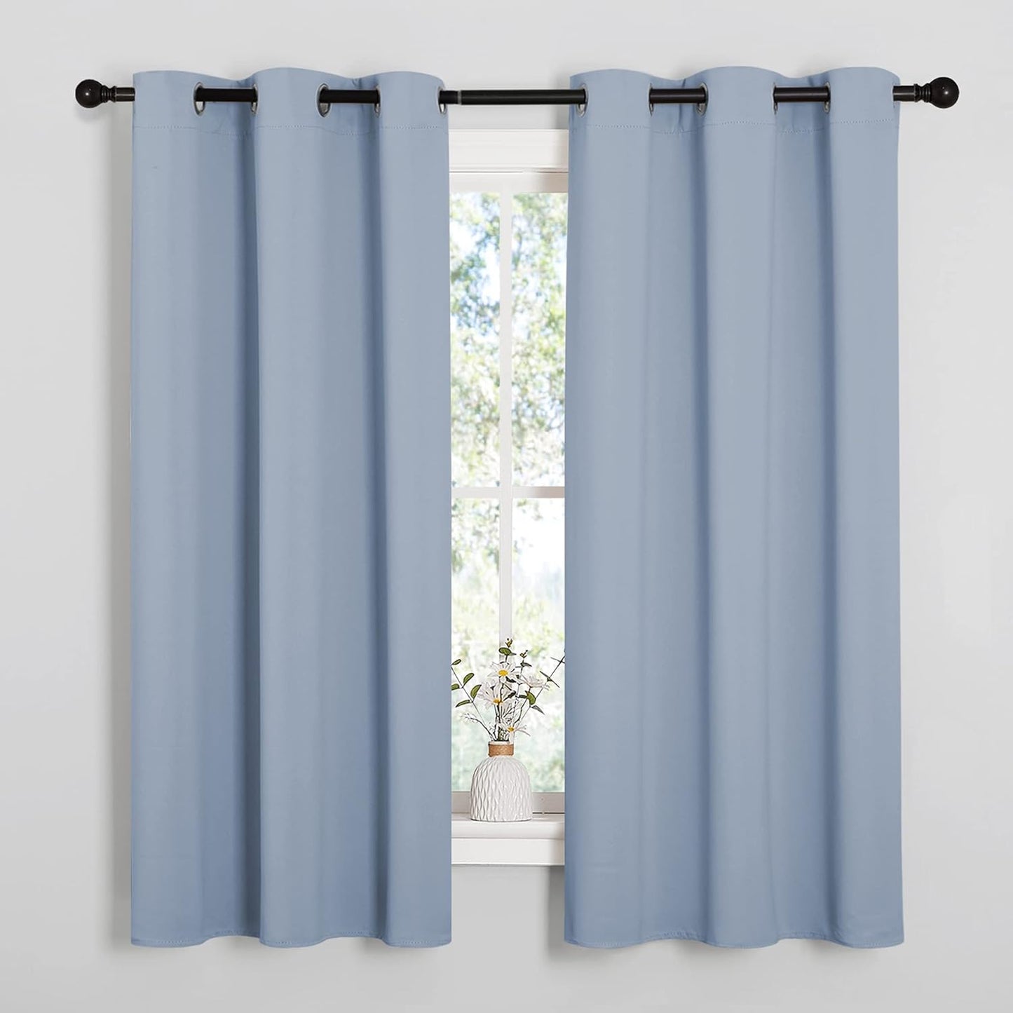 NICETOWN Vintage Blue Blackout Curtains - Thermal Insulated Drapes for Small Windows | 45" Length, 29" Wide, 2 Panels
