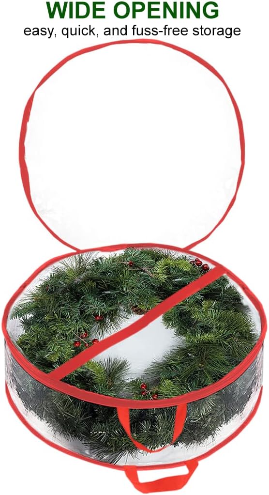 ProPik Christmas Wreath Storage Bag - Waterproof PVC Container for 48-Inch Wreaths | 2-Pack with Handles